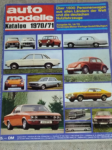 Auto modelle katalog - modelle, 1970/71/